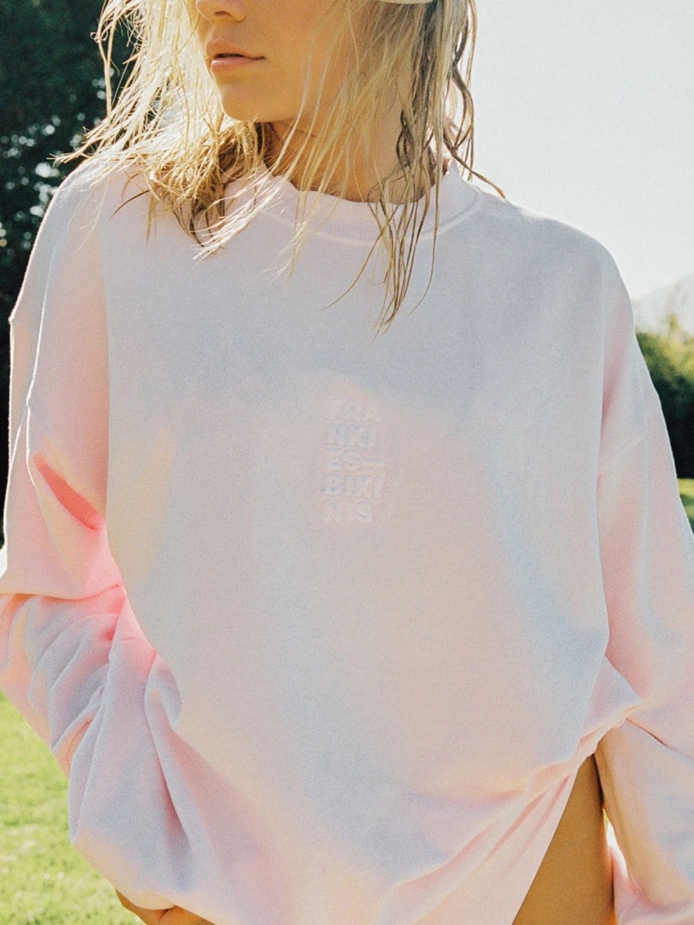 FRANKIE’S BIKINIS Bennie Oversized Crewneck Sweatshirt in Love Pink 🩷